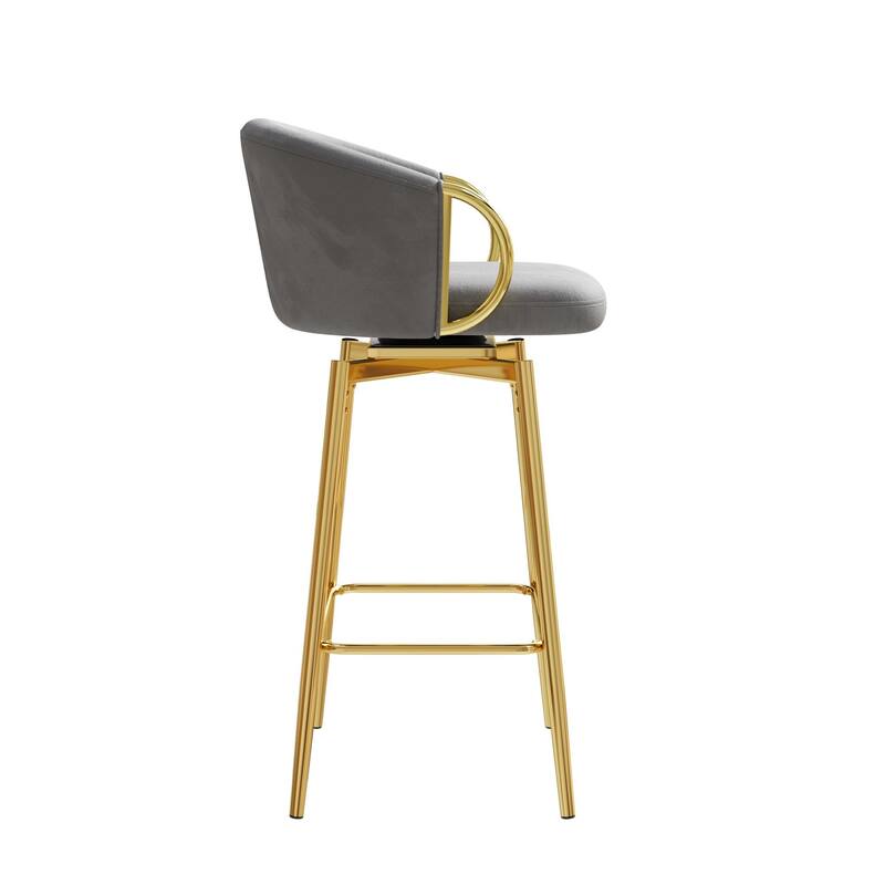 Counter Height Chairs Set of 2, Velvet Upholstered Kitchen Island Chair with Back, Dining Chairs with Metal Legs