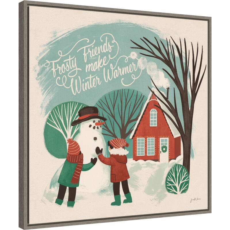 Winter Bliss III Snowman by Janelle Penner Framed Canvas Wall Art