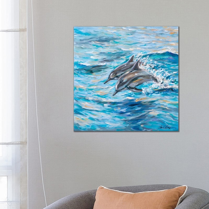 iCanvas "Dolphins Jumping" by Linda Olsen Canvas Print - 26x26x1.5