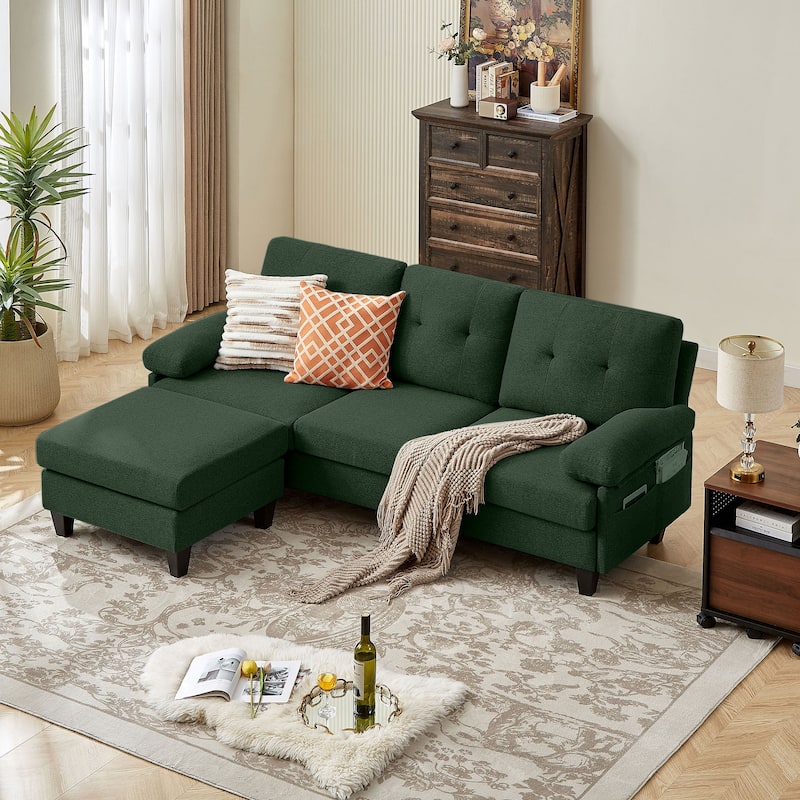 86.22" L Shaped Sectional Sofa with Side Storage Pockets