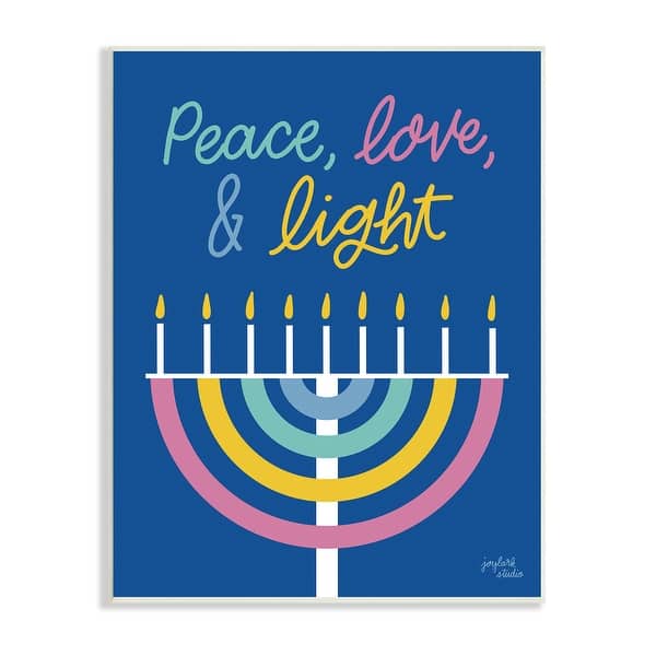 slide 2 of 12, Stupell Peace Love & Light Casual Holiday Hanukkah Menorah Wood Wall Art, Design by Jess Baskin - Blue 10 x 15