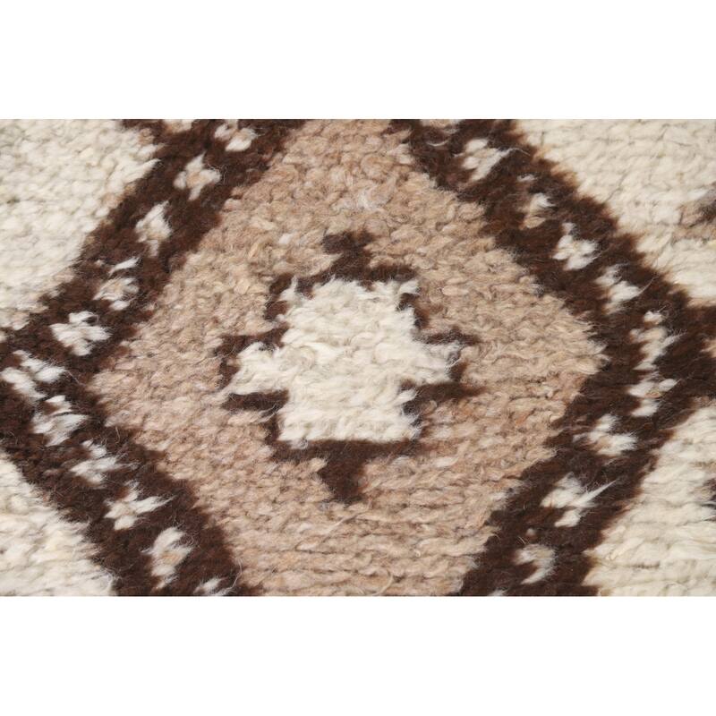 Plush Geometric Anatolian Turkish Runner Rug Hand-knotted Wool Carpet - 3'7"x 11'2"