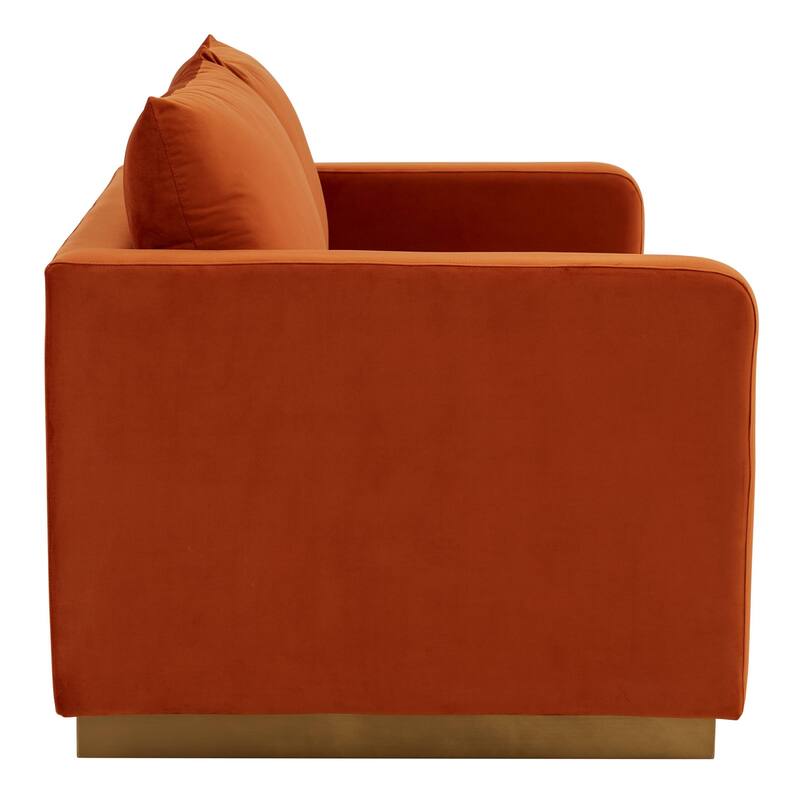 Nervo Modern Accent Chair Velvet Sofa Loveseat With Gold Base & Cushions, Mini Couch for 2 people for Living Room & Bedroom