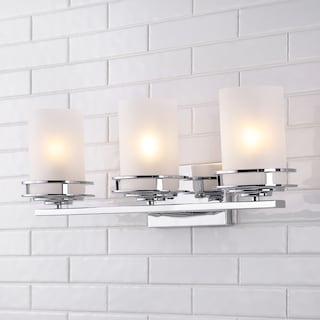 Magnolia 3-Light Metal/Frosted Glass Contemporary Glam LED Vanity Light, by JONATHAN  Y