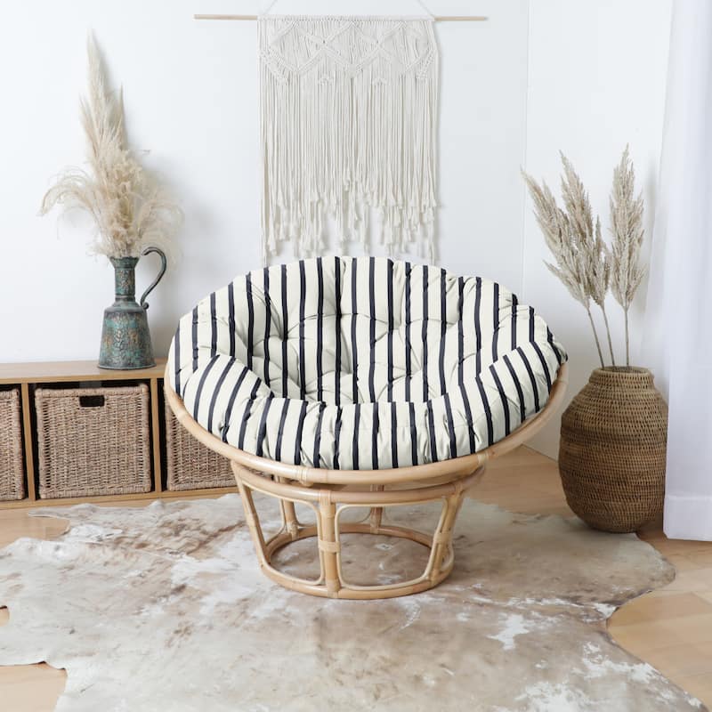 Sorra Home Sunbrella Lido Indigo Indoor/Outdoor Round Papasan Cushion - 44 x 44 x 4 - Lido Indigo