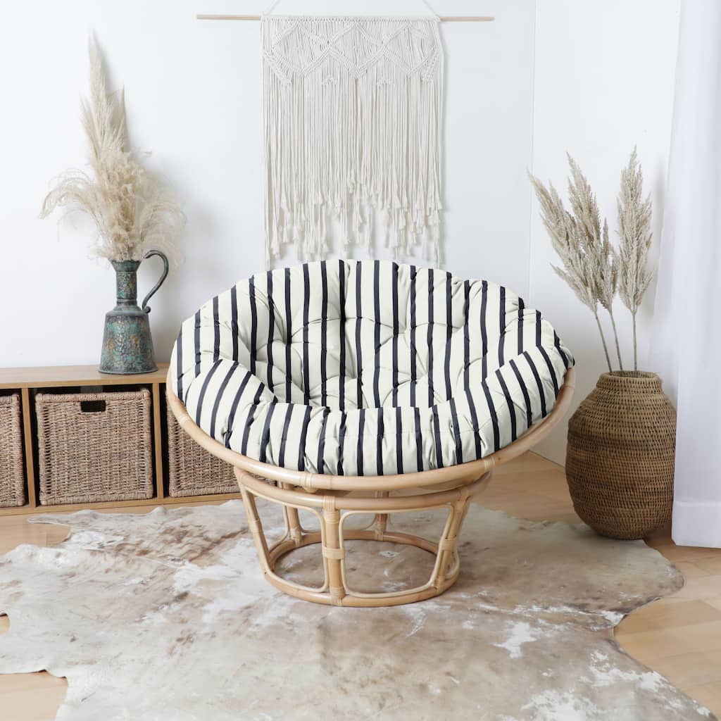 Sorra Home Sunbrella Lido Indigo Indoor/Outdoor Round Papasan Cushion