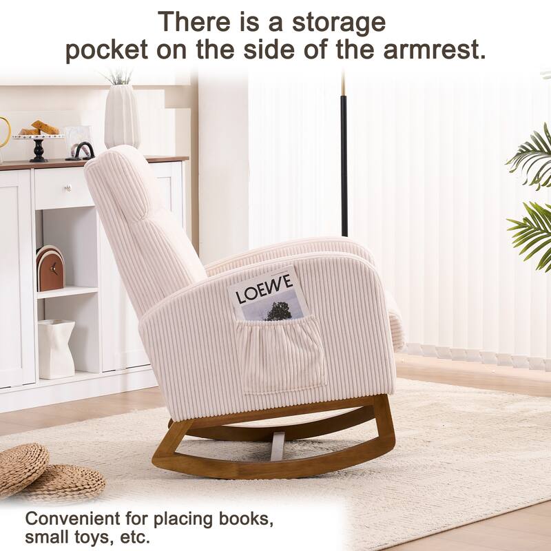 Comfortable fabric lounge rocker, corner reading rocker for living room