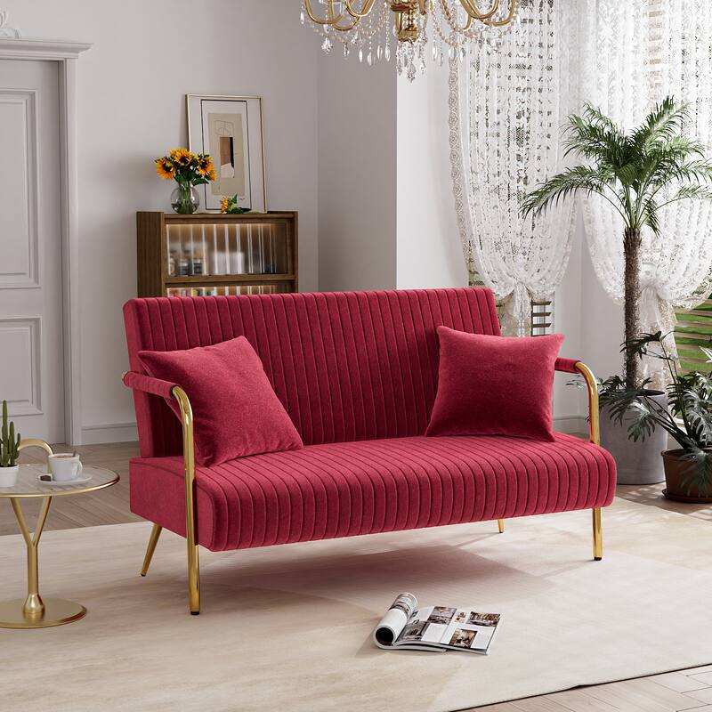 Ouyessir Upholstered Loveseat, Tufted Back Couch, Accent Armchair with 2 Pillows