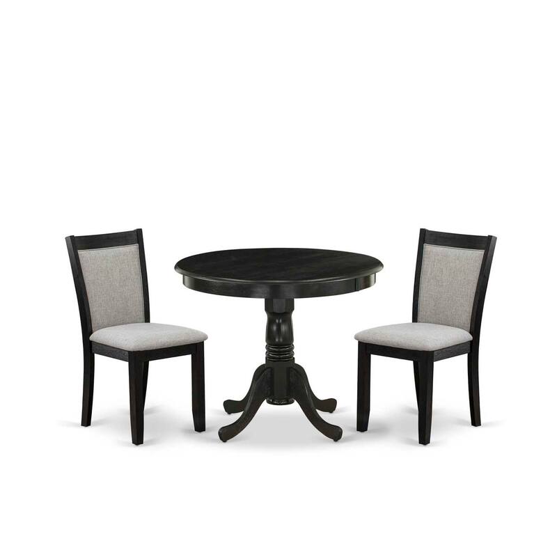 3-Piece Wirebrushed Black Solid Wood Top - Dining Room Set - Seats-4