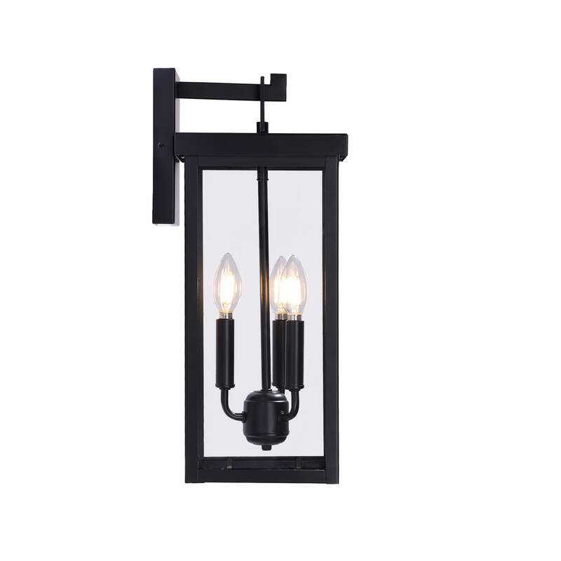 3-light Metal Outdoor Wall Sconce Candle Bulb Lantern
