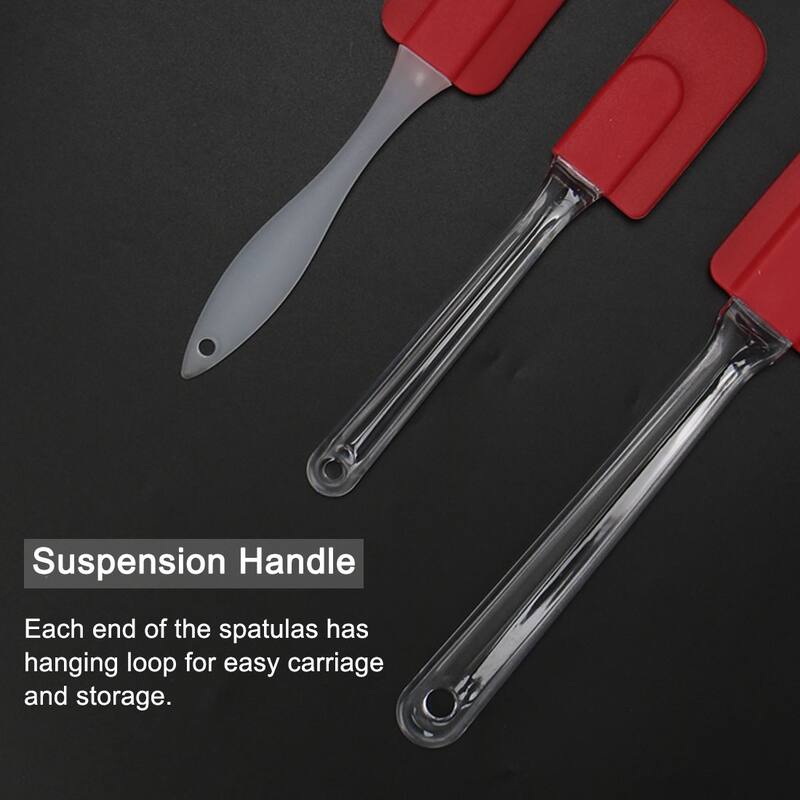 3pcs Flexible Silicone Spatula Set Heat Resistant Non Stick Cooking Red