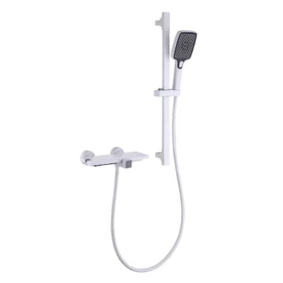 Wall Mount Tub Faucet with Hand Shower Brass Waterfall Tub Filler with Slide Bar Bahttub Faucetwith Valve