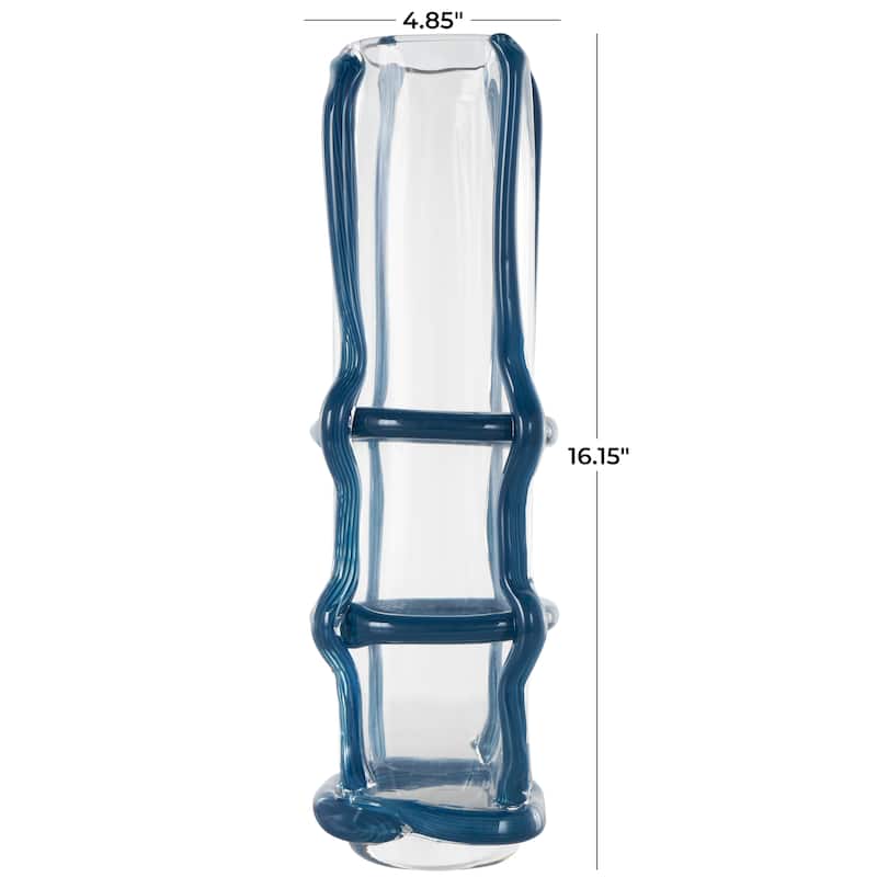 Black or Blue Recycled Glass Handmade Tall Vase with Black or Blue Glass Framing