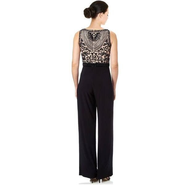 adrianna papell beaded halter jumpsuit