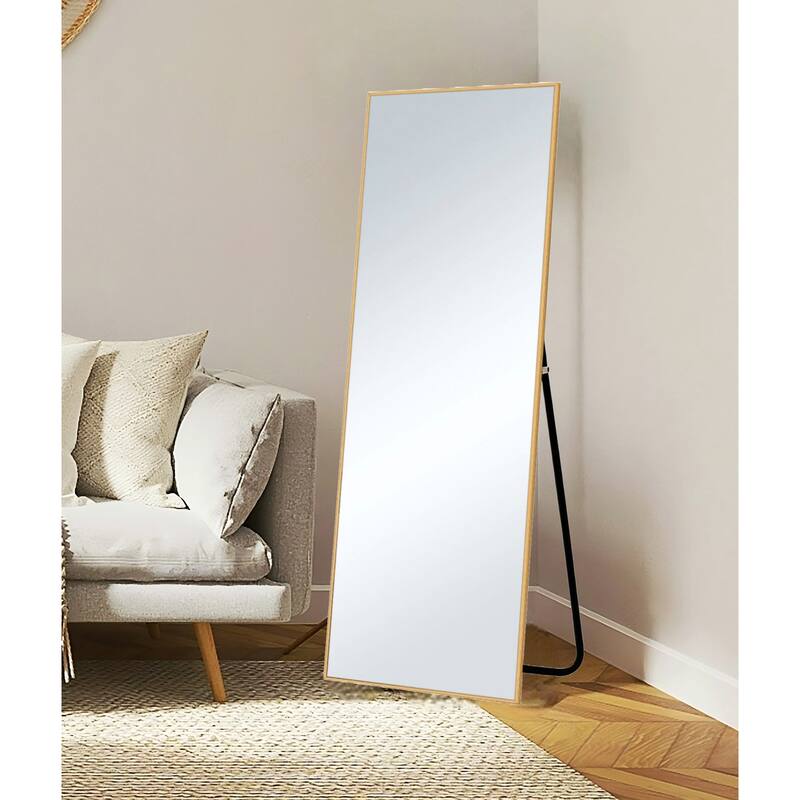 HomeRoots Narrow Minimal Gold Full-length Floor Mirror With Standing - 24