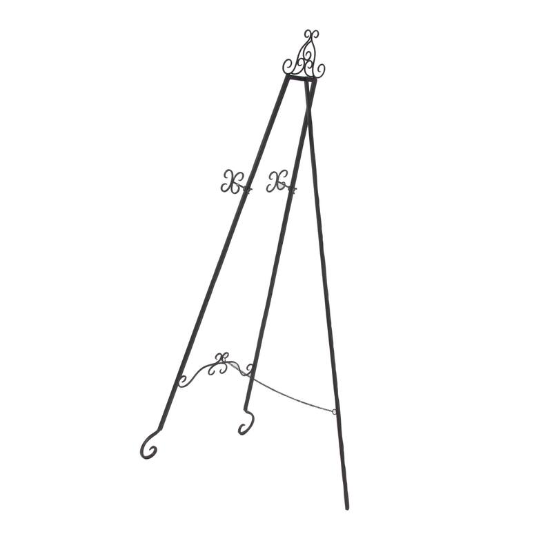 Metal Scroll Large Adjustable 3 Tier Display Easel with Chain Support - Black - Roche River Decor