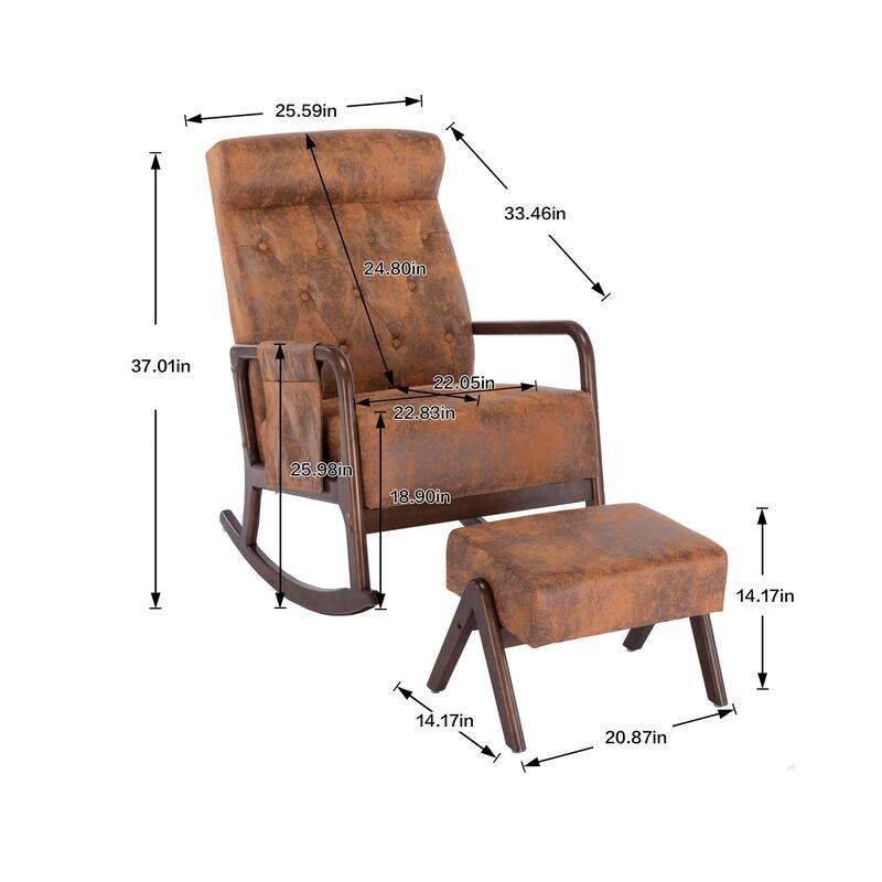 Rocking Armchair With Ottoman for Living Room
