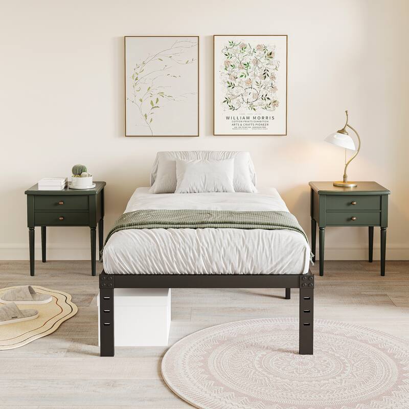 14 Inch Heavy Duty Bed Frame, No Box Spring Needed, Noise Free - Twin