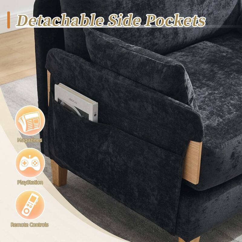 Convertible sofa bed, 3-in-1 convertible with 3 pillows