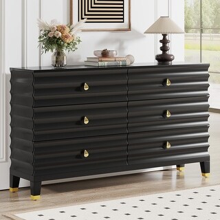 55-inch Wood Dresser with 6 Drawers, Wide Chest of Drawers - Bed Bath & Beyond - 42339026 55-inch Wood Dresser with 6 Drawers, Wide Chest of Drawers - Bed Bath & Beyond - 42339026