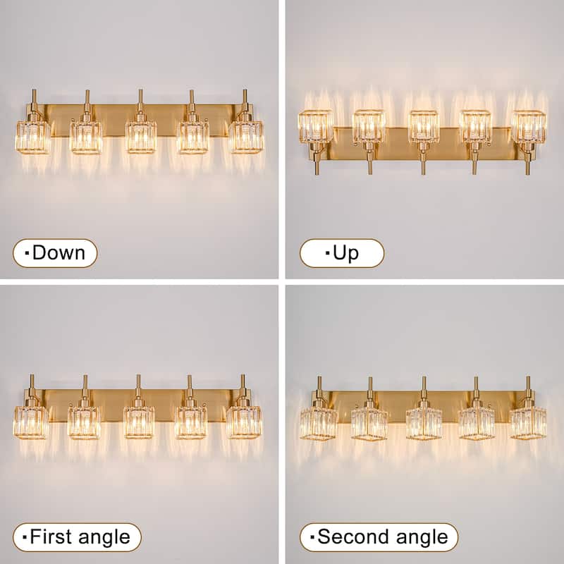 Ora Modern Dimmable Crystal Bathroom Light Fixtures Over Mirror Glam Vanity Lights