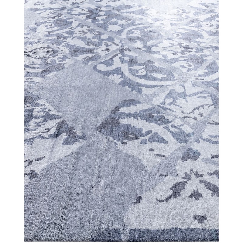 Modern One-of-a-Kind Hand-Knotted Area Rug - Ivory, 9' 2" x 12' 2" - 9' 2" x 12' 2"