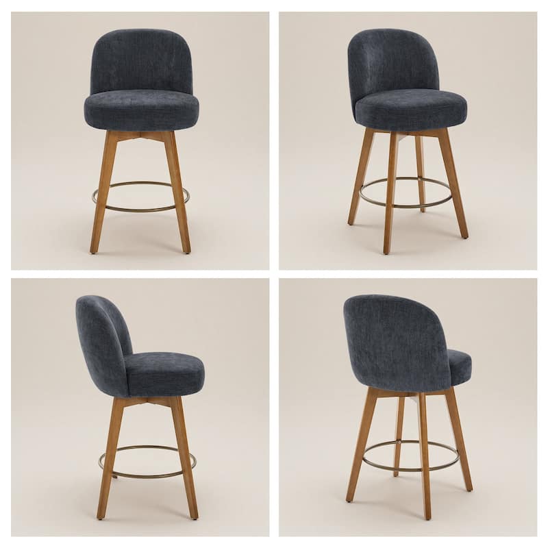 Fabric Upholstered Counter Height Swivel Bar Stools - 37.8"H x 19.7"W x 23.2"D