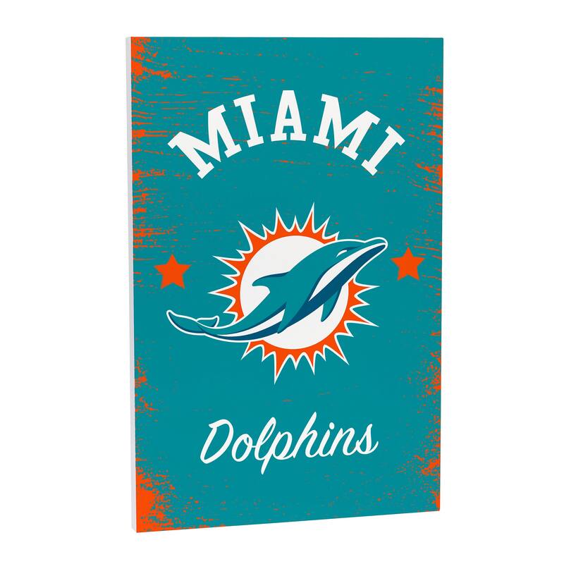 Miami Dolphins Wooden Door Decor Wall Sign - Multi-Color - 16 x 24