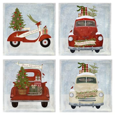 Christmas Scooter, Truck I, Truck II, Truck III by Beth Albert Canvas Art Prints