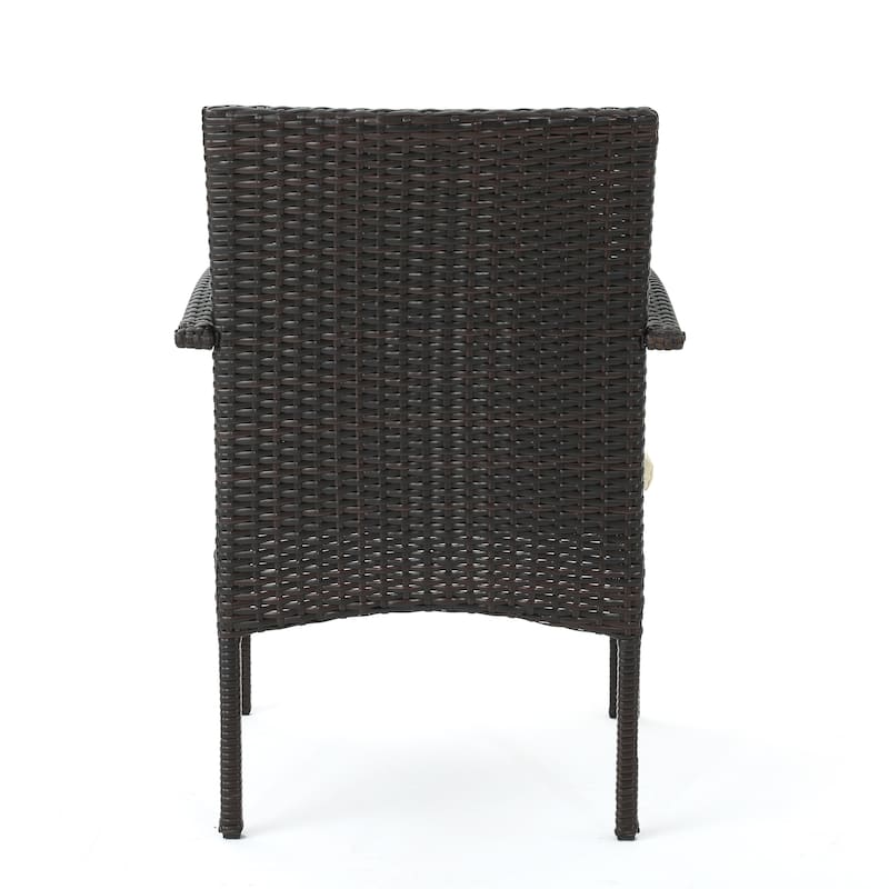 Ridley Outdoor 3-piece Wicker Bistro Set with Cushions by Christopher Knight Home - N/A