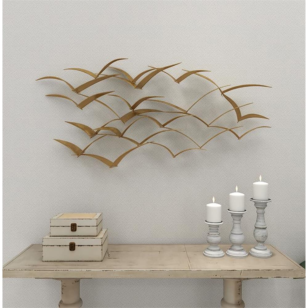 Handcrafted Flock of Metal Flying Birds Wall Art
