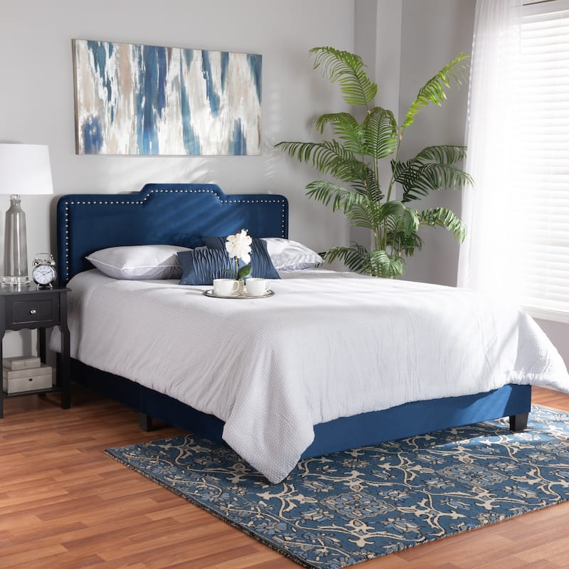 Benjen Modern Glam Velvet Fabric Upholstered Panel Bed