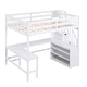 preview thumbnail 9 of 22, Full Size Loft Bed with Built-in L-Shaped Desk, Storage Shelves, and Storage Staircase