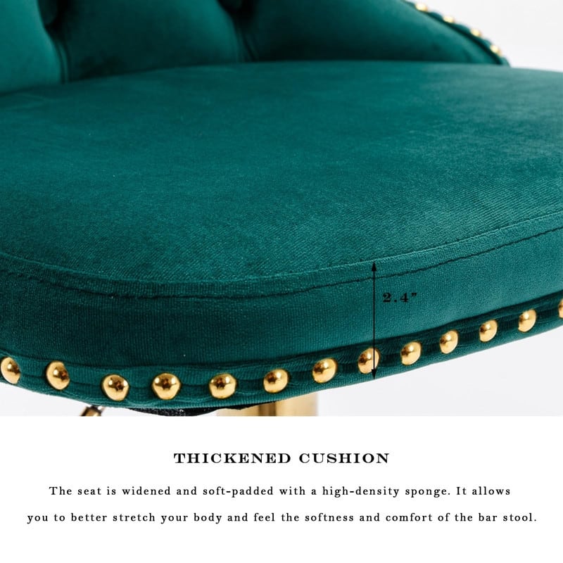 Velvet Upholstered Nailheads Tufted Swivel Bar Stools (Set of 6)
