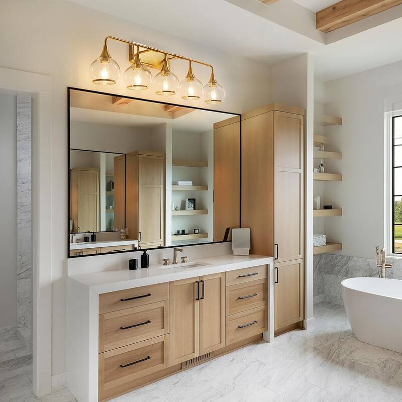 Modern Vanity Lights Dimmable Bathroom Light Fixtures with Glass Shade