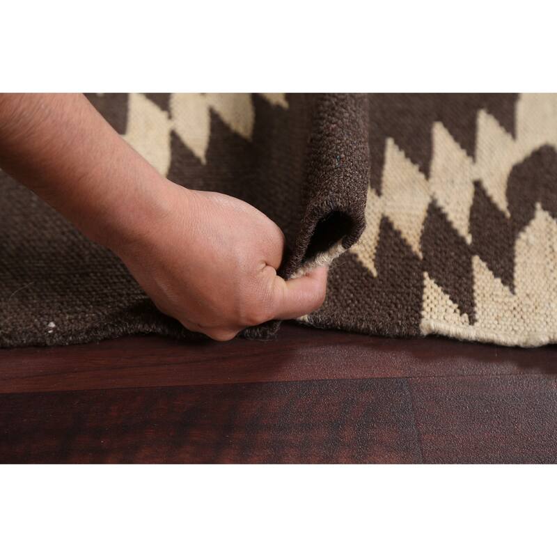 Natural Dye Kilim Tribal Geometric Oriental Wool Area Rug Hand-woven - 4'6" x 6'8"