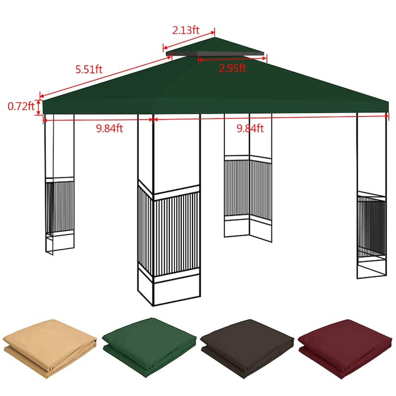 2-Tier Replacement Canopy Top Outdoor Garden Gazebo Roof - 10' x 10'