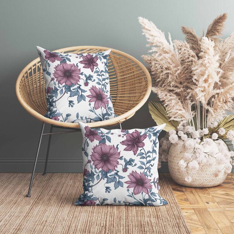 Harvest of Sunshine Indoor/Outdoor Reversible Throw Pillow Blue and Pink