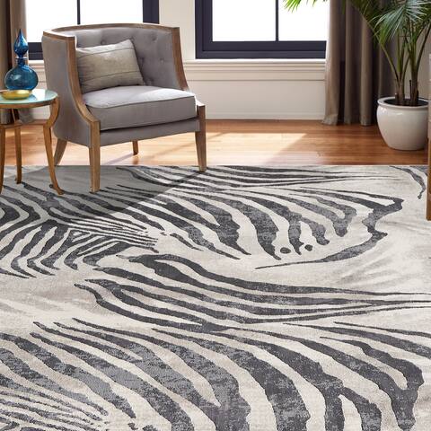 N Natori Serengeti Zebra Print Area Rug