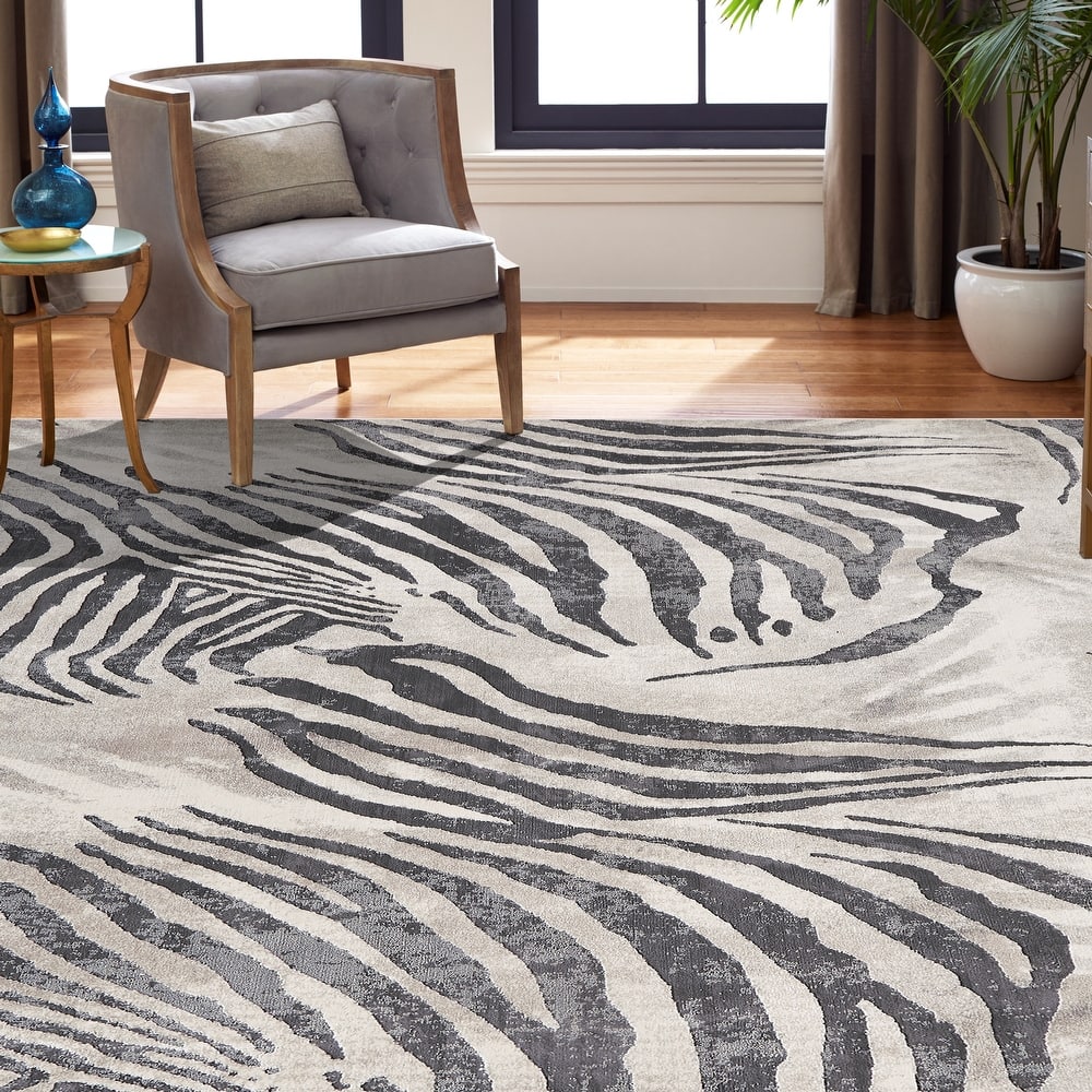 N Natori Serengeti Zebra Print Area Rug