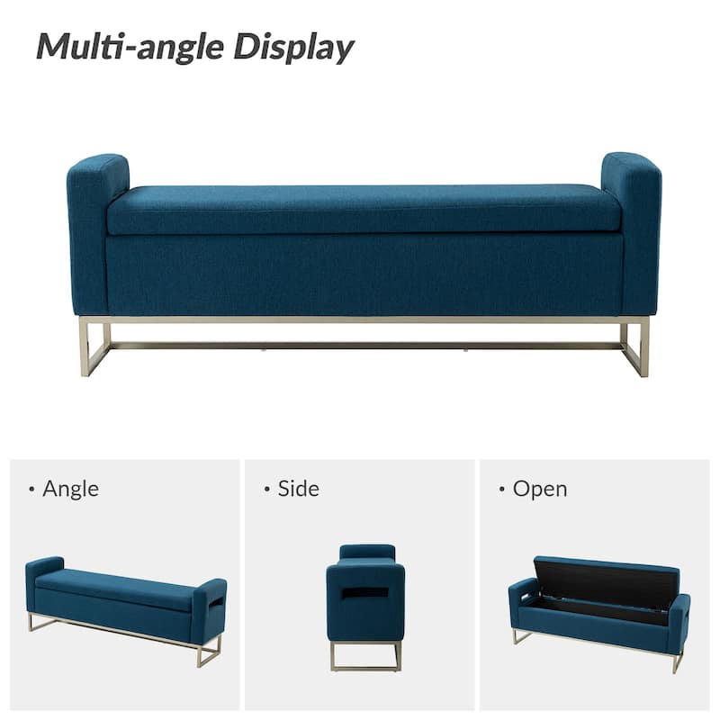 Diana Modern Upholstered Filp-Top Storage Bench with Sturdy Metal Legs