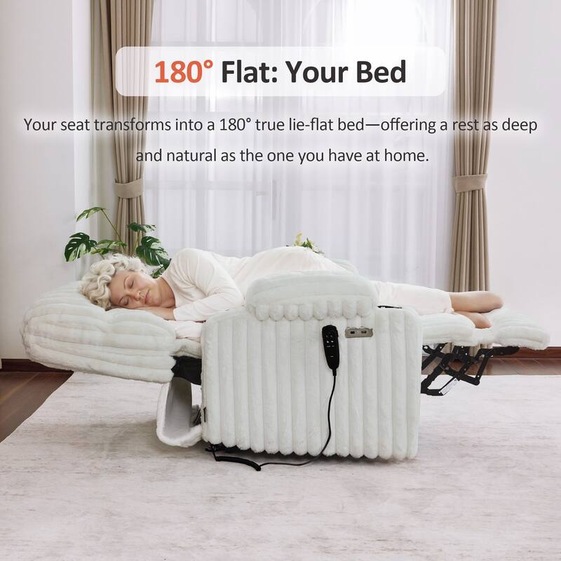 MCombo 180° Lay Flat Power Lift Recliner Chair for Elderly, Dual Motor Lift Chair with Full-Body Heating for Sleeping