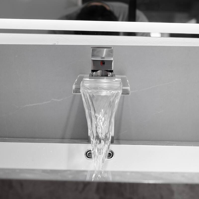 Modern Brushed Nickel Bathroom Basin Faucet with LED Light