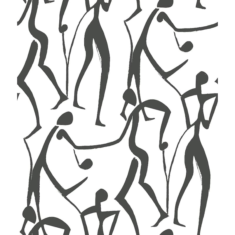 York Wallcoverings Joyful Dancers Carbon Black Wallpaper