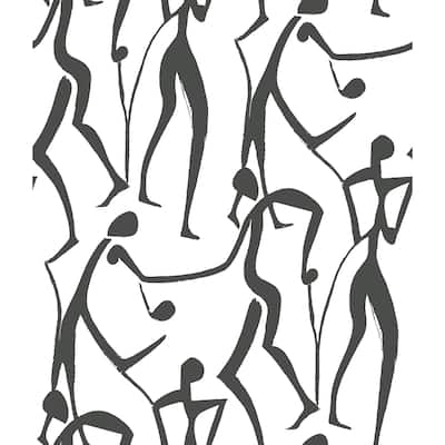 York Wallcoverings Joyful Dancers Carbon Black Wallpaper