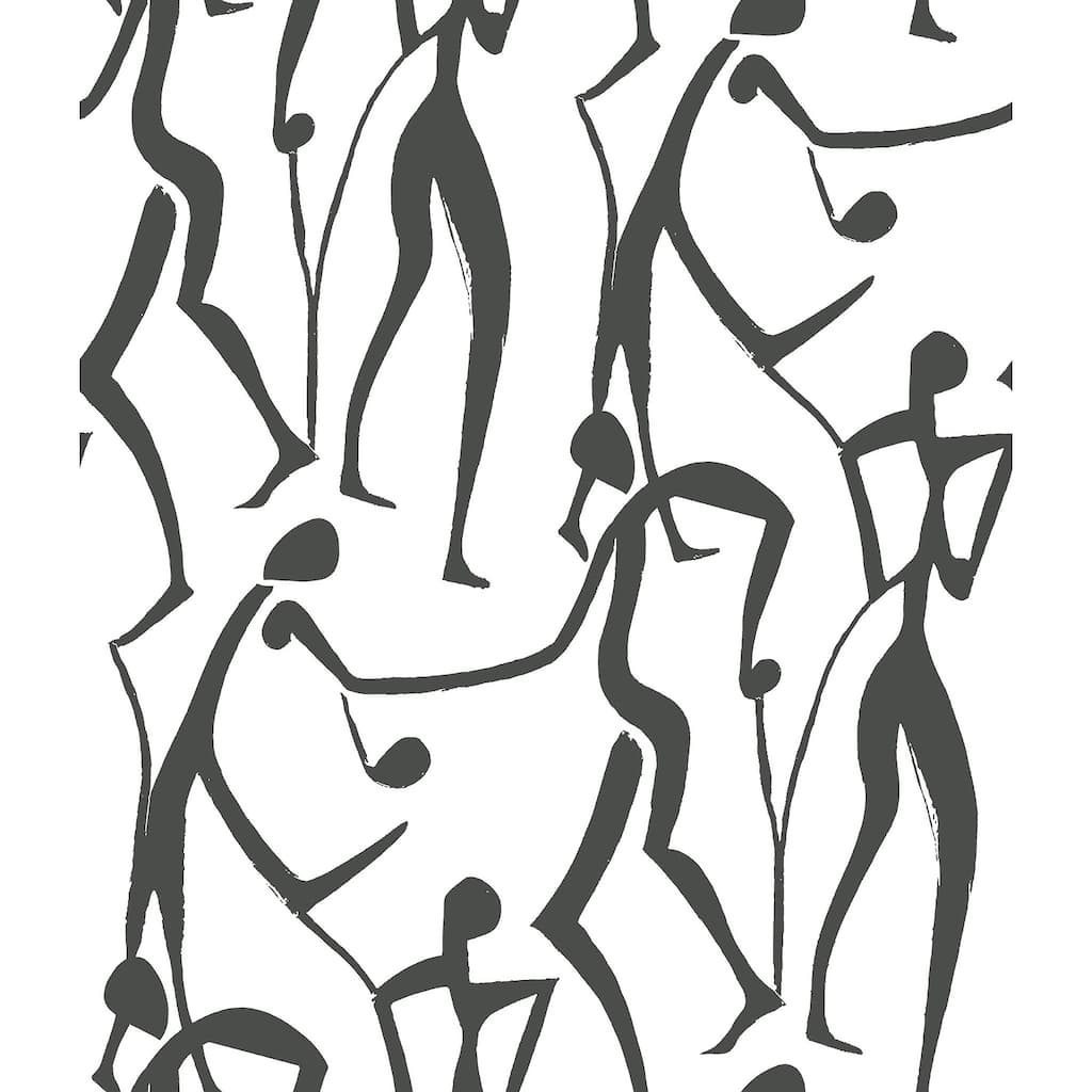 York Wallcoverings Joyful Dancers Carbon Black Wallpaper