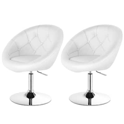 Gymax Set of 2 Swivel Bar Stools Height Adjustable Round Tufted Back - See Details