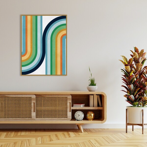 Colorful curved lines 2 by Vitor Costa Framed Canvas Wall Art