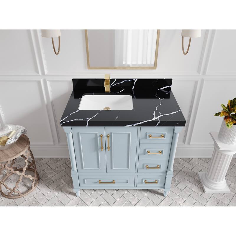 Willow Collections 36 in. W x 22 in. D Aberdeen Left Offset Sink Bathroom Vanity with Countertop