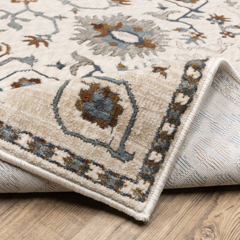 Style Haven Everly Traditional Inspirations Ivory/ Blue Area Rug